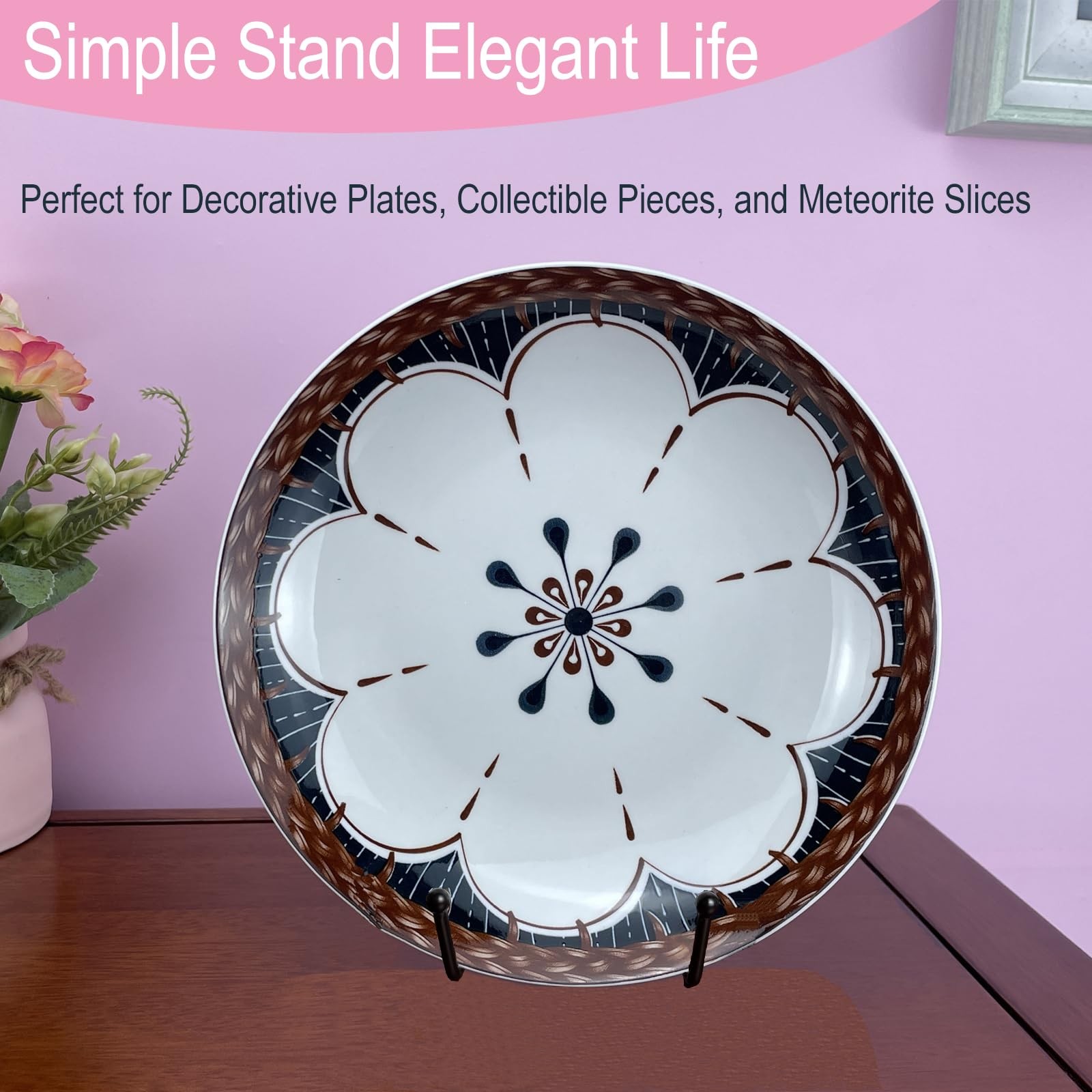3PCS Premium Black Iron Plate Stands for Display 6 Inch, Decorative Metal Pla…