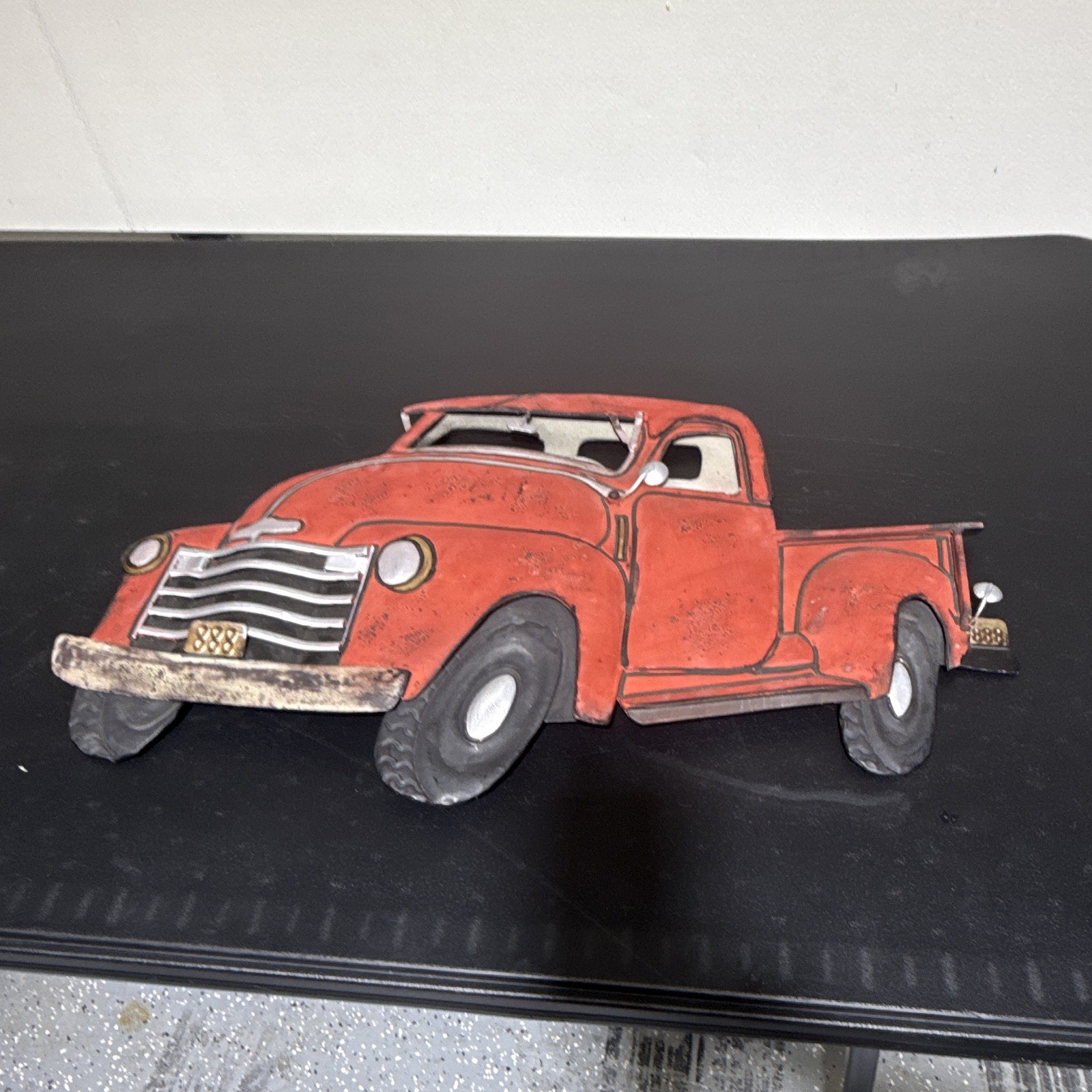 Vintage/Retro Painted Metal Truck Wall Plaque Sign, Red/Black, Horizontal