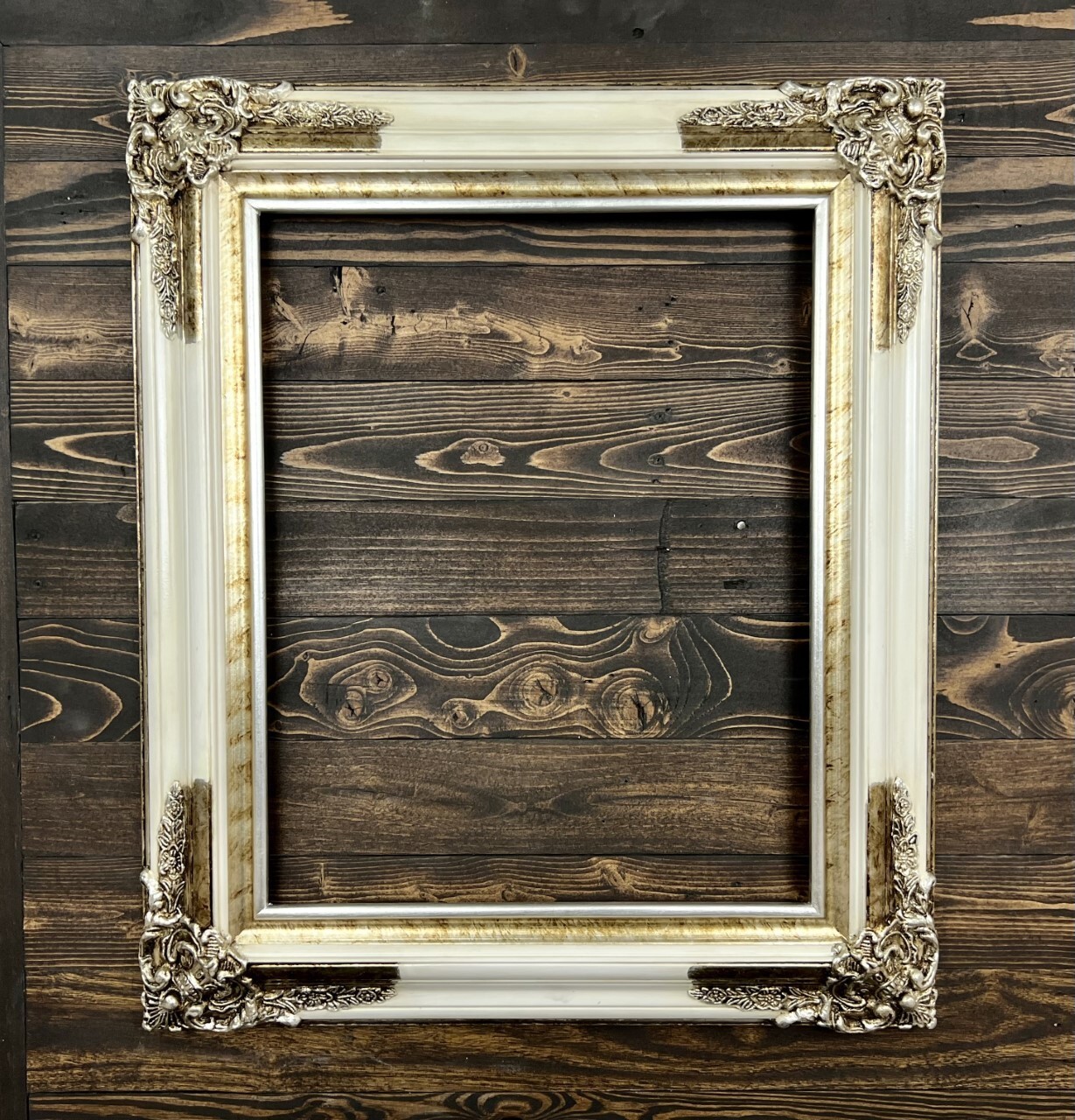 12 X 18 In Stock-Classic ornate wood frame, White frame, silver leaf frame.