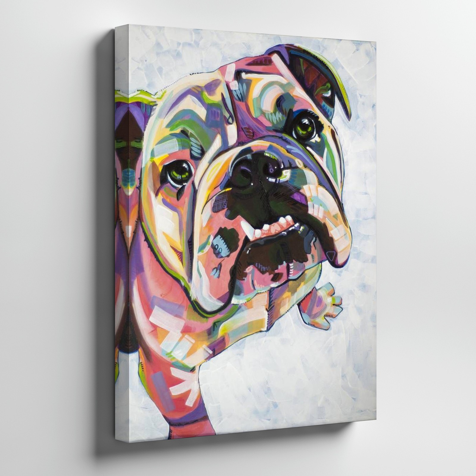 Colorful Bulldog Canvas Wall Art Painting Modern Pop Art Style Dog Animal Print