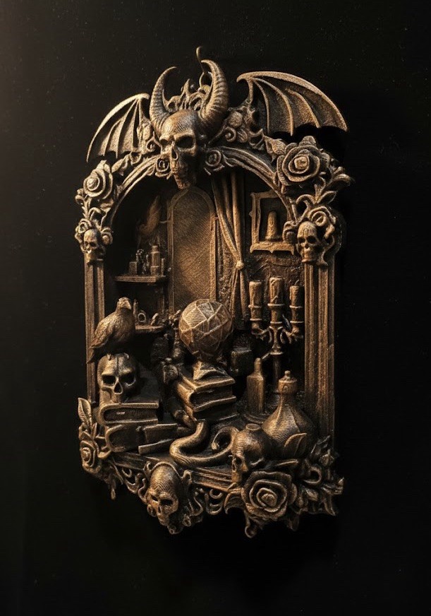 Gothic Occult 8” Wall Decor Skull Altar Dark Fantasy Witchcraft Horror Wall Art