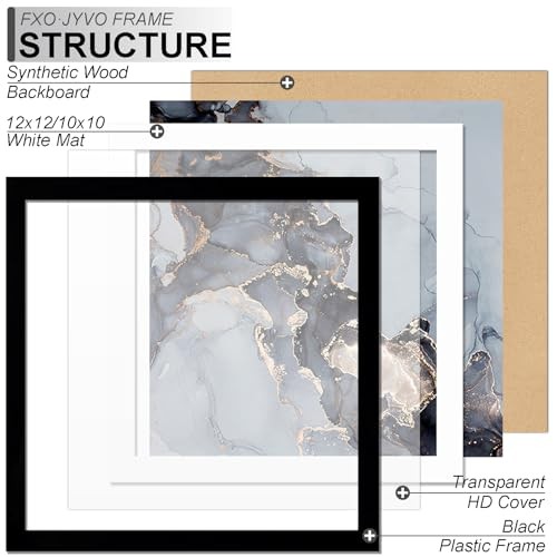 12×12 Frame Display Picture 10×10 with Mat or 12 x 12 12×12/10×10-1PACK Black