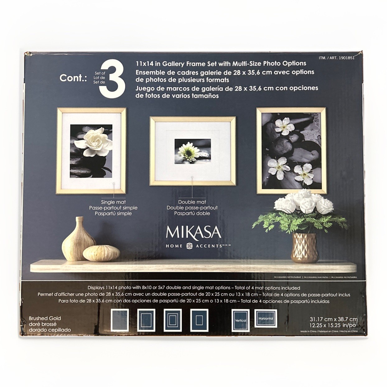 Mikasa Home Accents 3-Piece Gold Wall Photo Frame set
