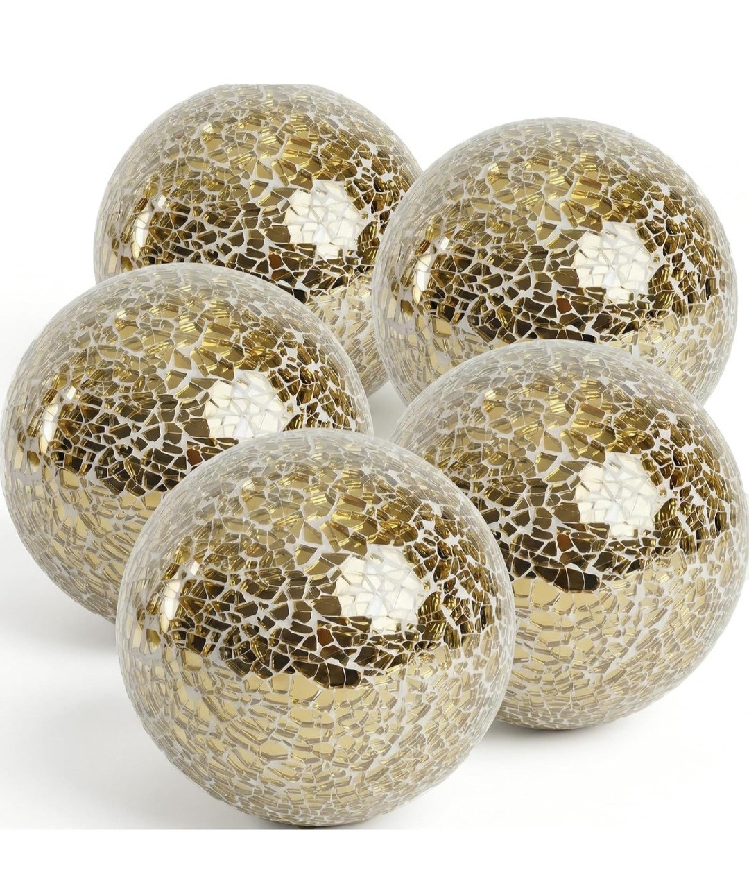 HAKACC 5PCS Decorative Balls for Bowls, 3 inch Gold Orbs Glass Balls for Cent…