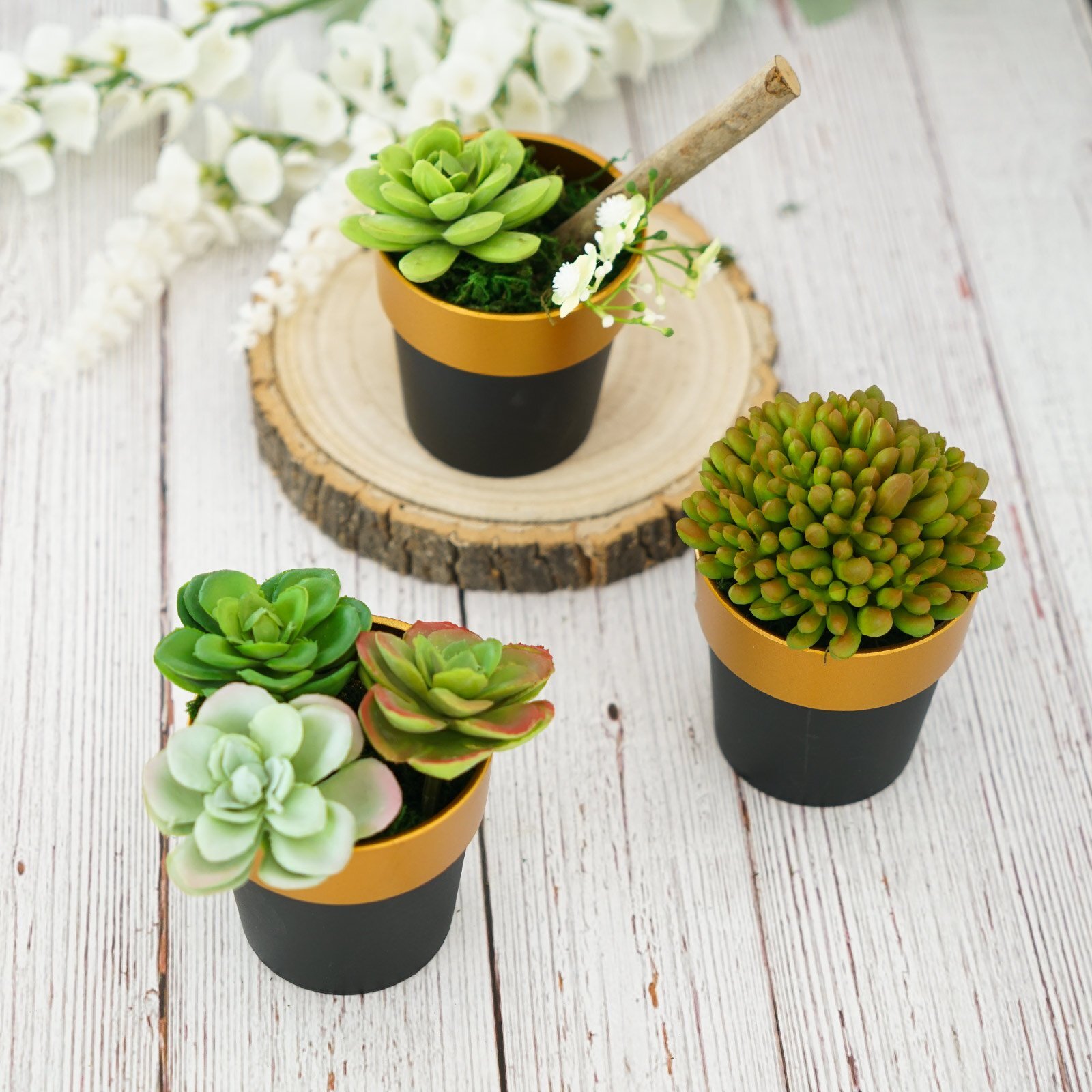 9 pcs 3-Inch Metallic Round PLASTIC FLOWER PLANT POTS Wedding Party Supplies