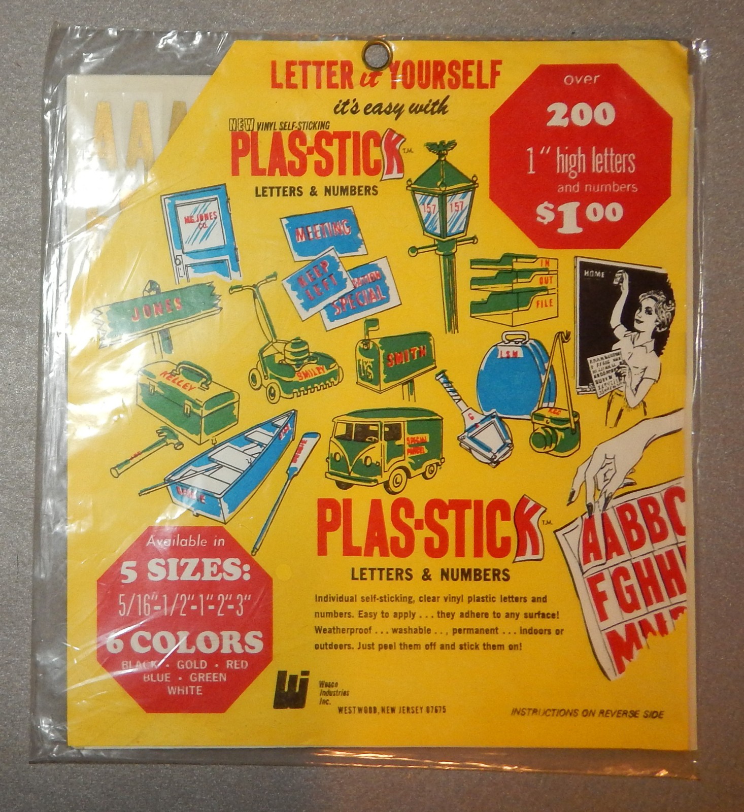 Vintage 1&Prime; PLAS-STICK Gold Letters & Numbers, 200+ pieces – new old stock