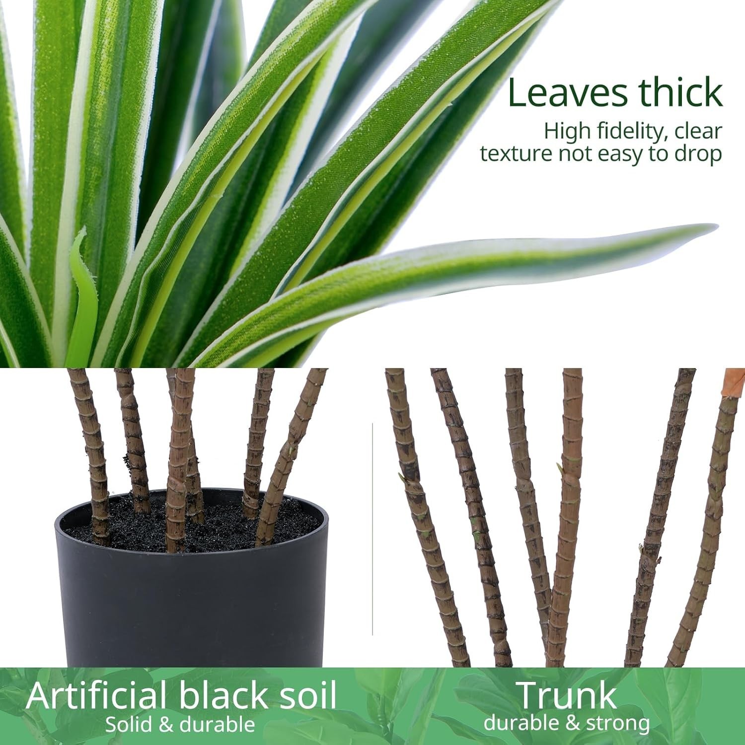 Artificial Dracaena Plants Indoor, 5 ft Faux Tropical Floor Plants Indoor, Tall