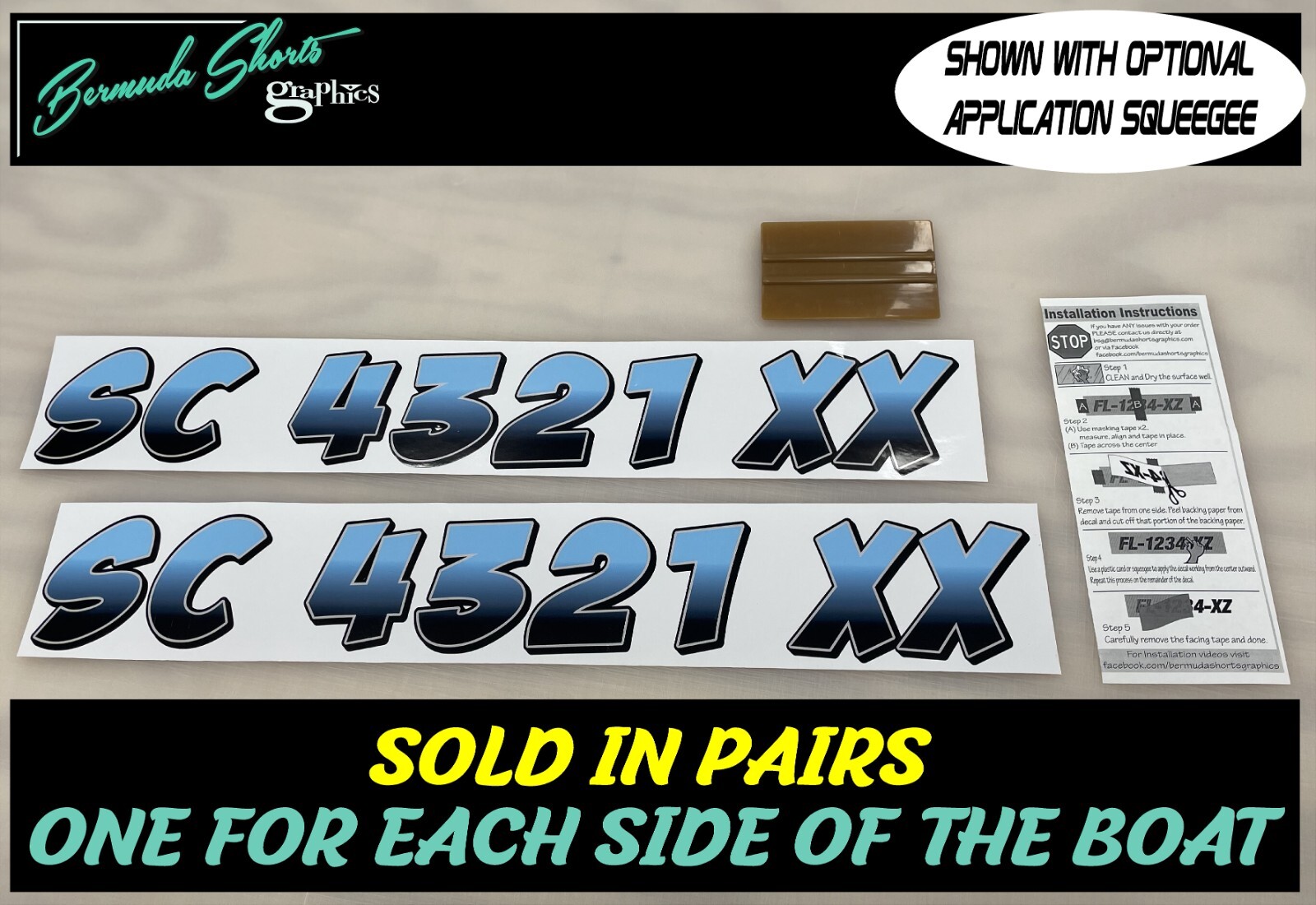 Boat Registration Numbers & Letters 2 Pack Custom 3&Prime; Boat & Jetski PWC Stickers
