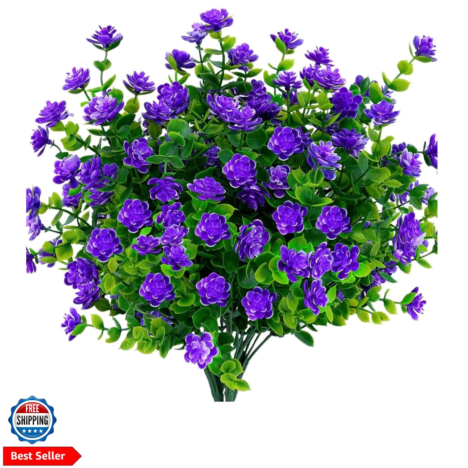 Artificial Flowers Fake Outdoor UV Resistant Boxwood Plants Shrubs 4 Pack, Fa…