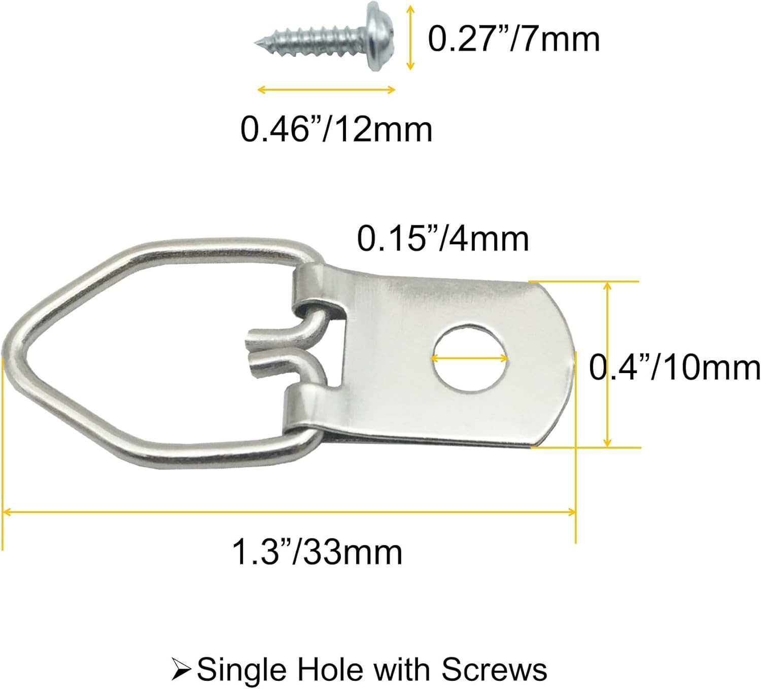 100 Pack Small D-Ring Steel Picture Hangers with Screws Picture Frames Picture H