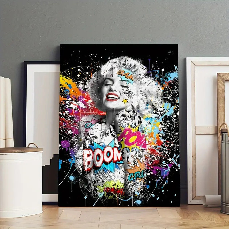 Marilyn Monroe Graffiti Canvas Art Print 11.8×15.7″ FRAMED ART – US SELLER