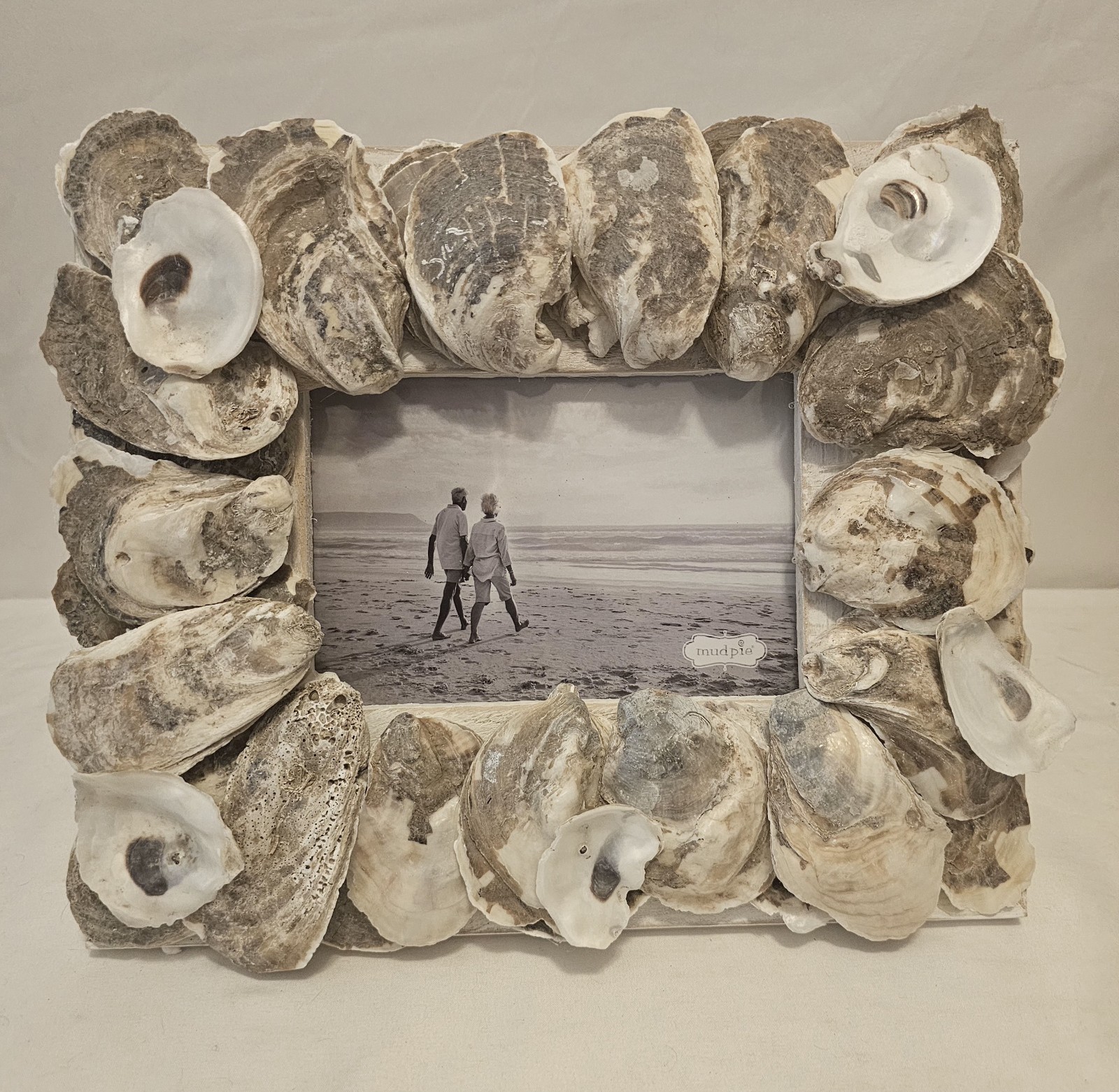 Mud Pie Oyster Shell Frame 4×6 Coastal Cottage Beach Decor
