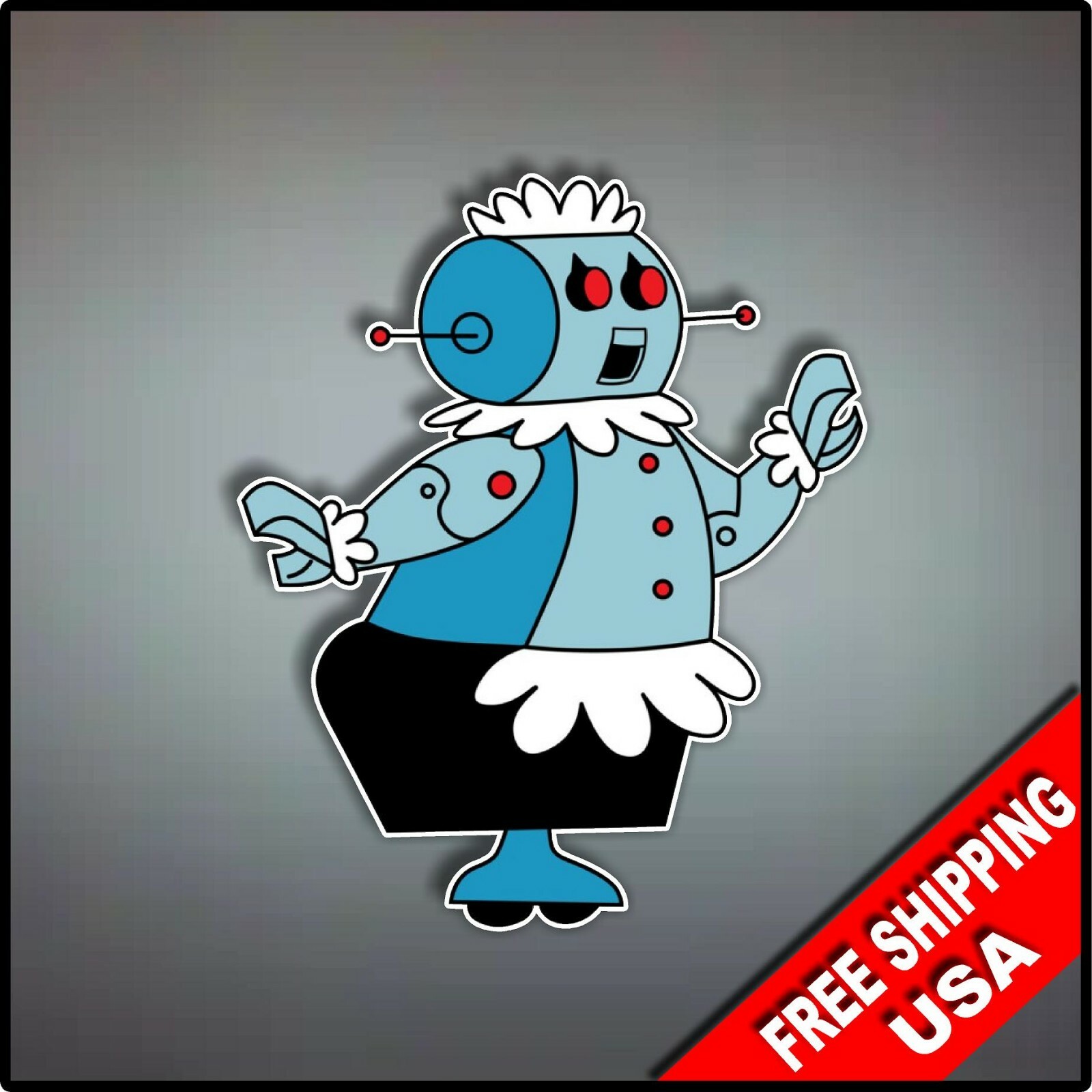 Jetsons Rosie Robot Vaccum Maid Decal Vinyl Wall Sticker 4.5&Prime; Roomba