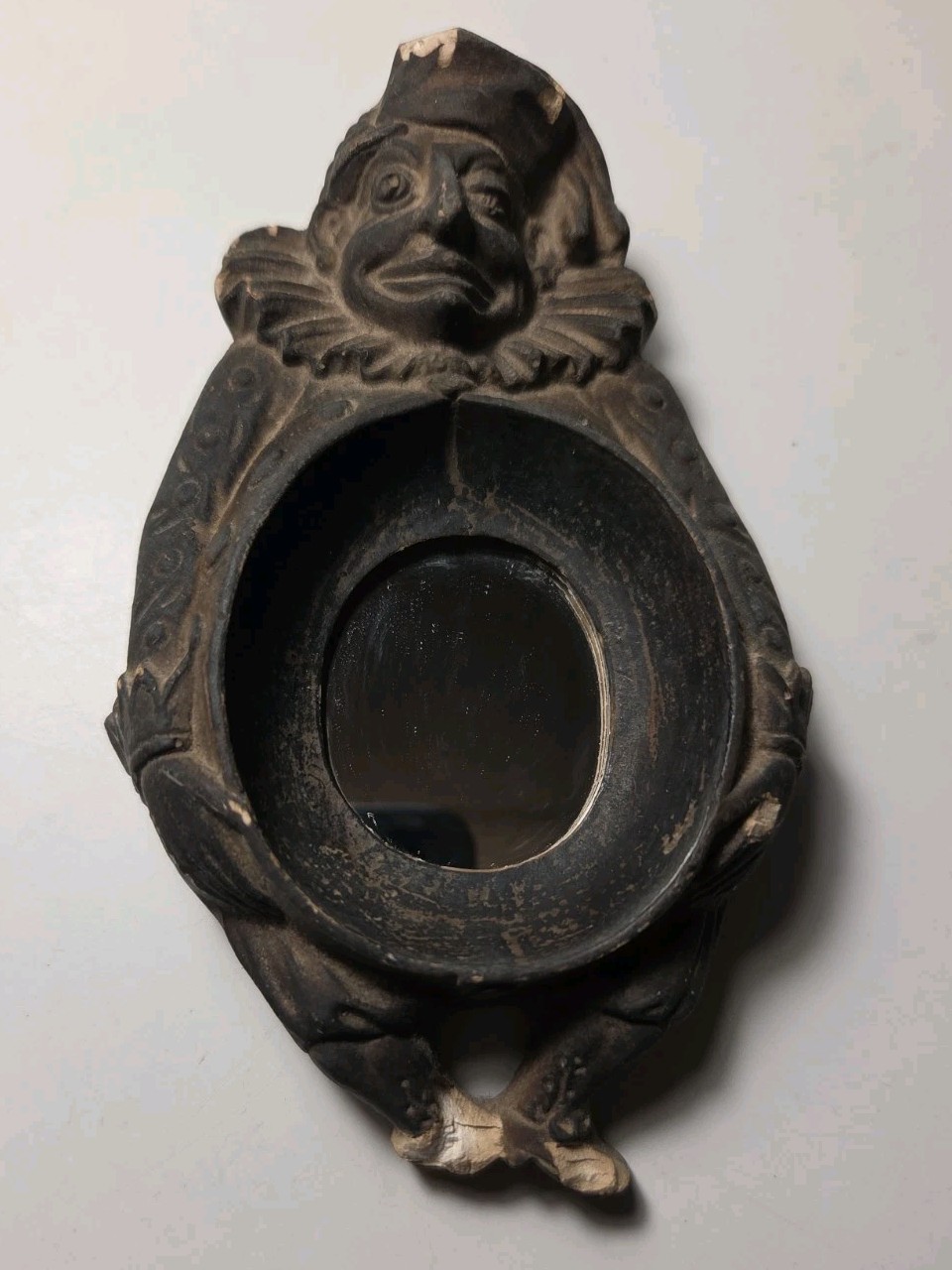 Cute Vintage Gargoyles Studio Clown Mirror Bronze Jester Wall Art 5”