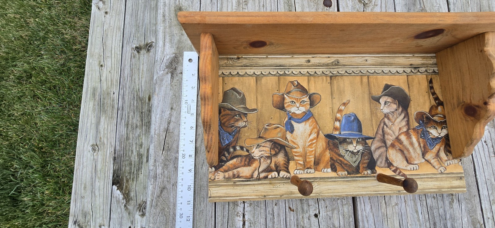 Funny Western Cats Wall Shelf Coat Rack Keys