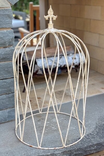 Large Rustic Farmhouse Wrought Iron Crown Decorative Cage Cloche Plant Climber