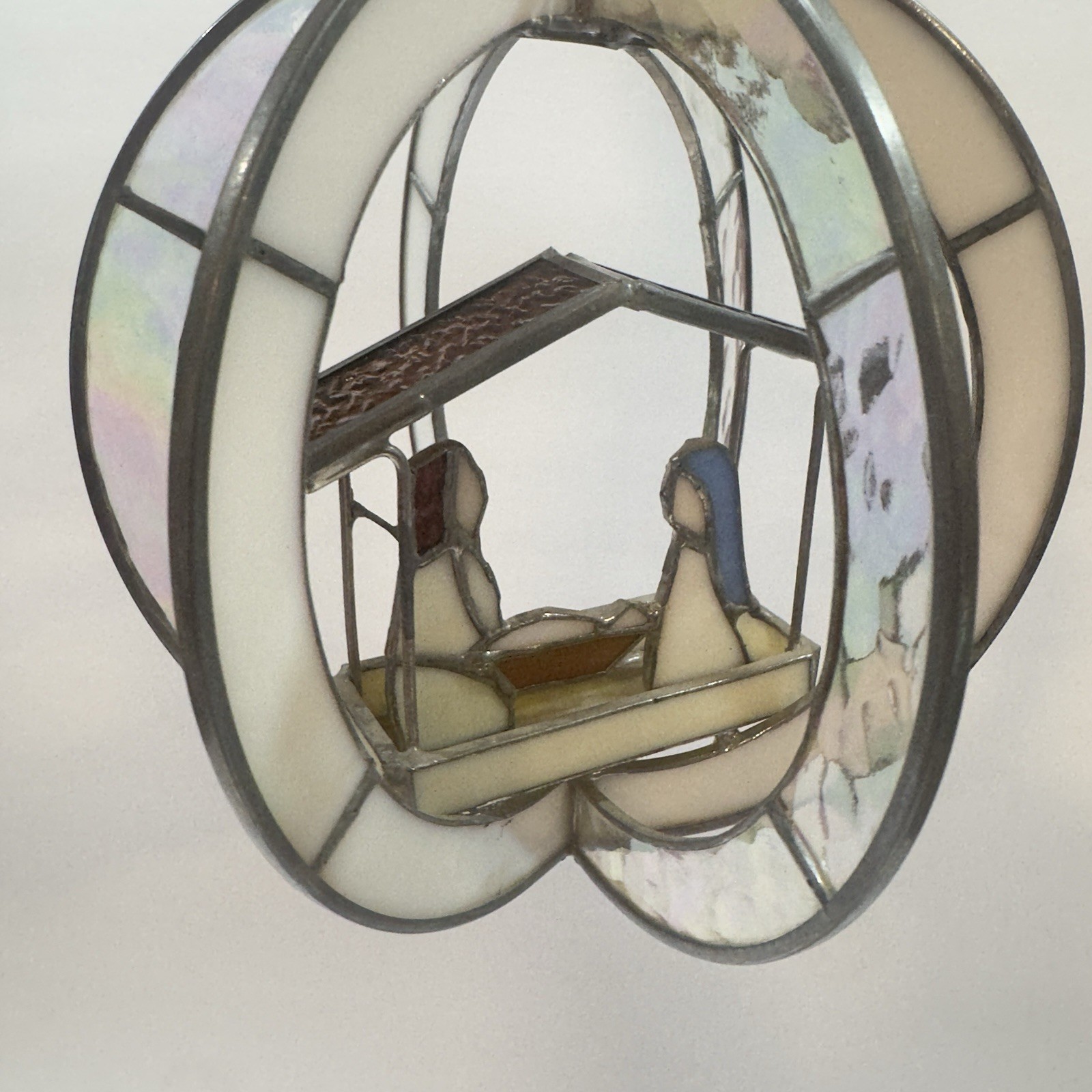 Stained Glass Nativity Circle 3D Suncatcher 7” Round Handmade Hanging Jesus Mary