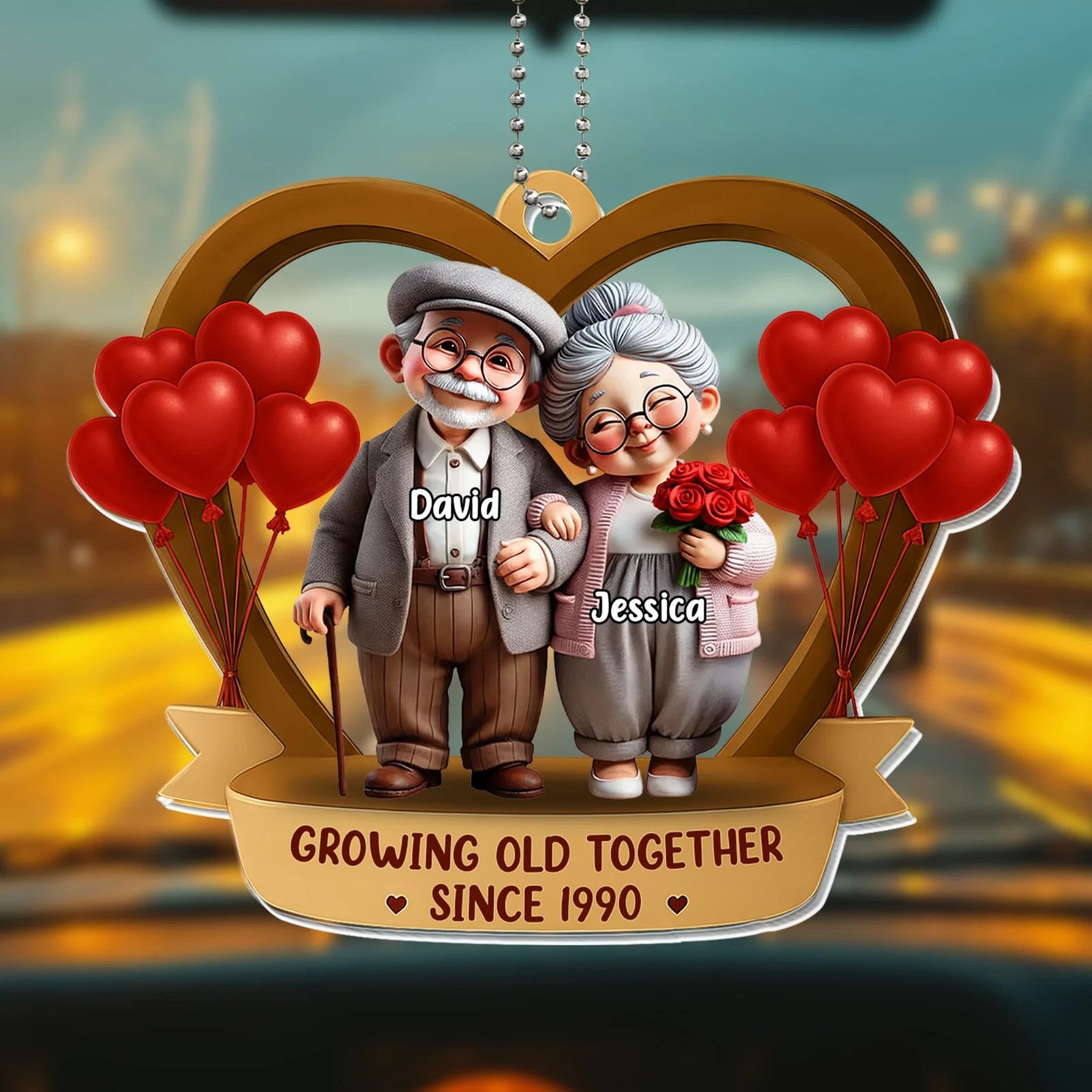 Growing Old Together Personalized Elderly Couple Acrylic Ornament Gift Decor