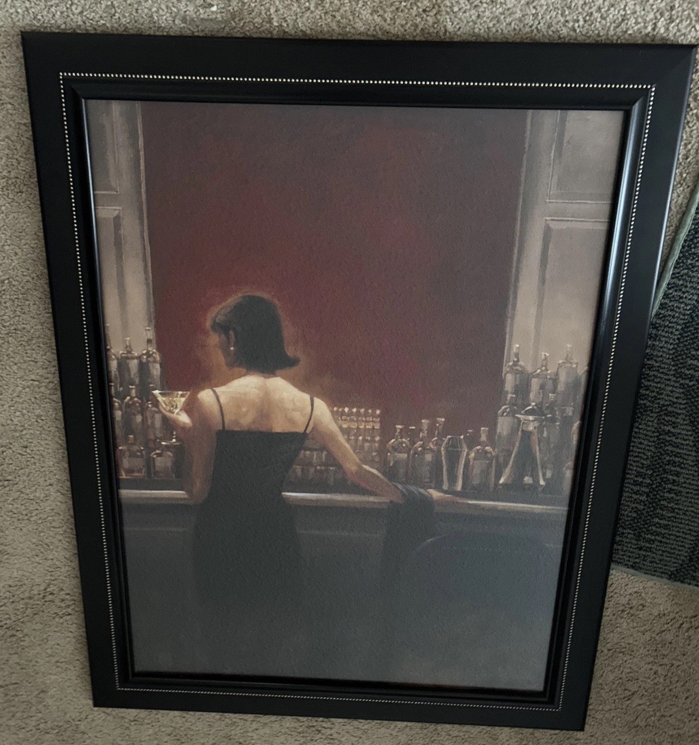 Iconic Brent Lynch “Evening Lounge” 36×28 Frames Black With Silver Beading