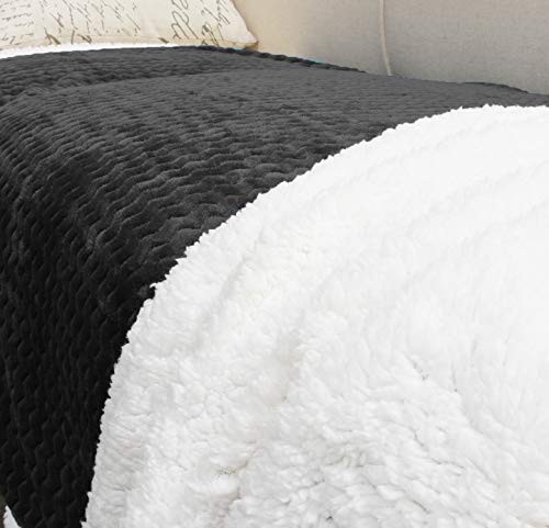 Sherpa Throws Blanket, Super Soft Comfy Fluffy Sherpa Throw (50×60 Inch) Black