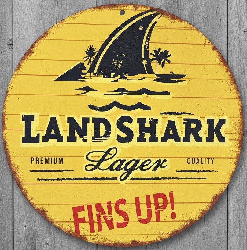 Landshark Lager Beer 12&Prime; Diameter Vintage Novelty Metal Sign Made in USA New!