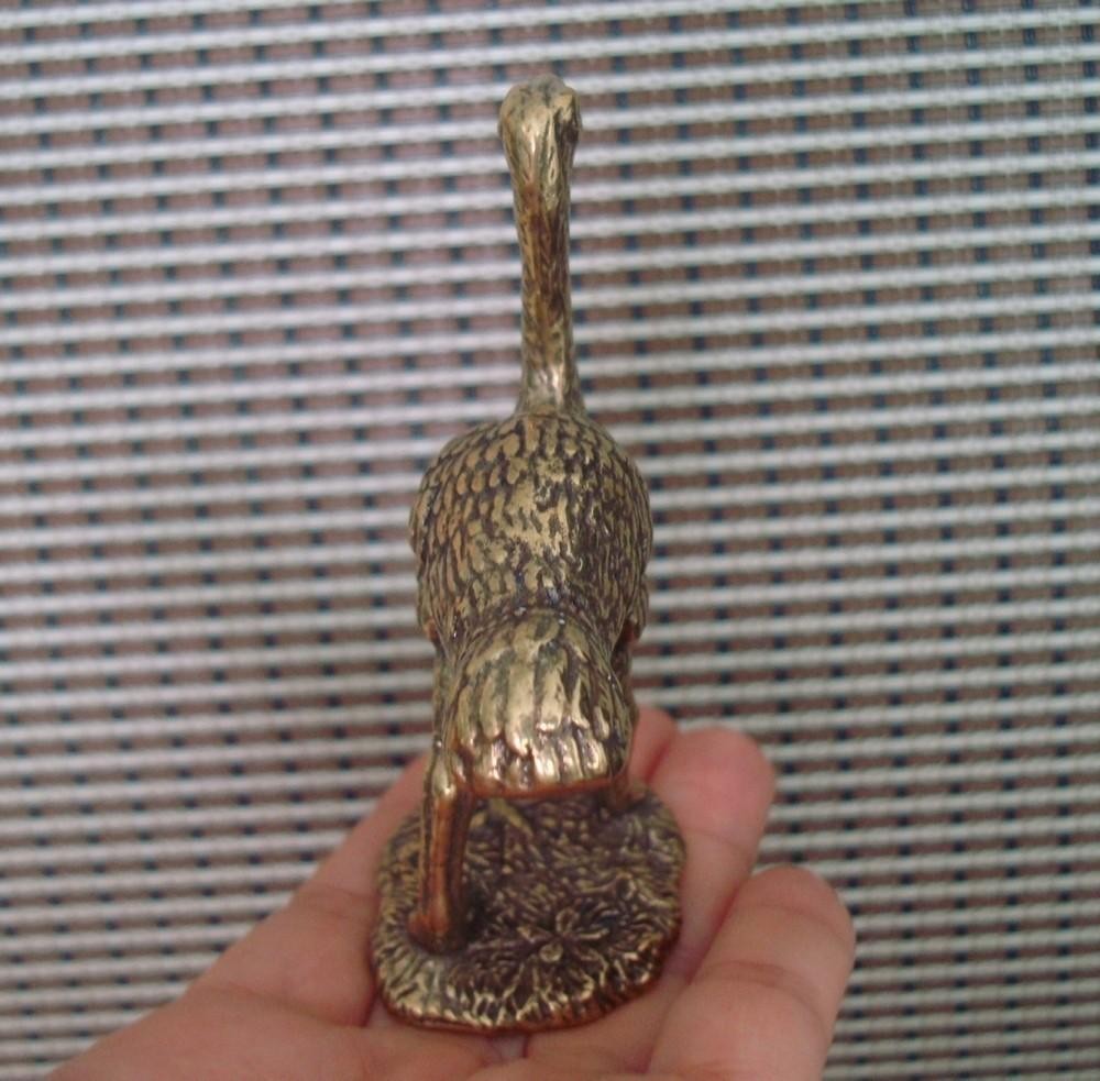 Solid Brass Ostrich Figurine Vintage Style Bronze Color Statue for Garden Decor