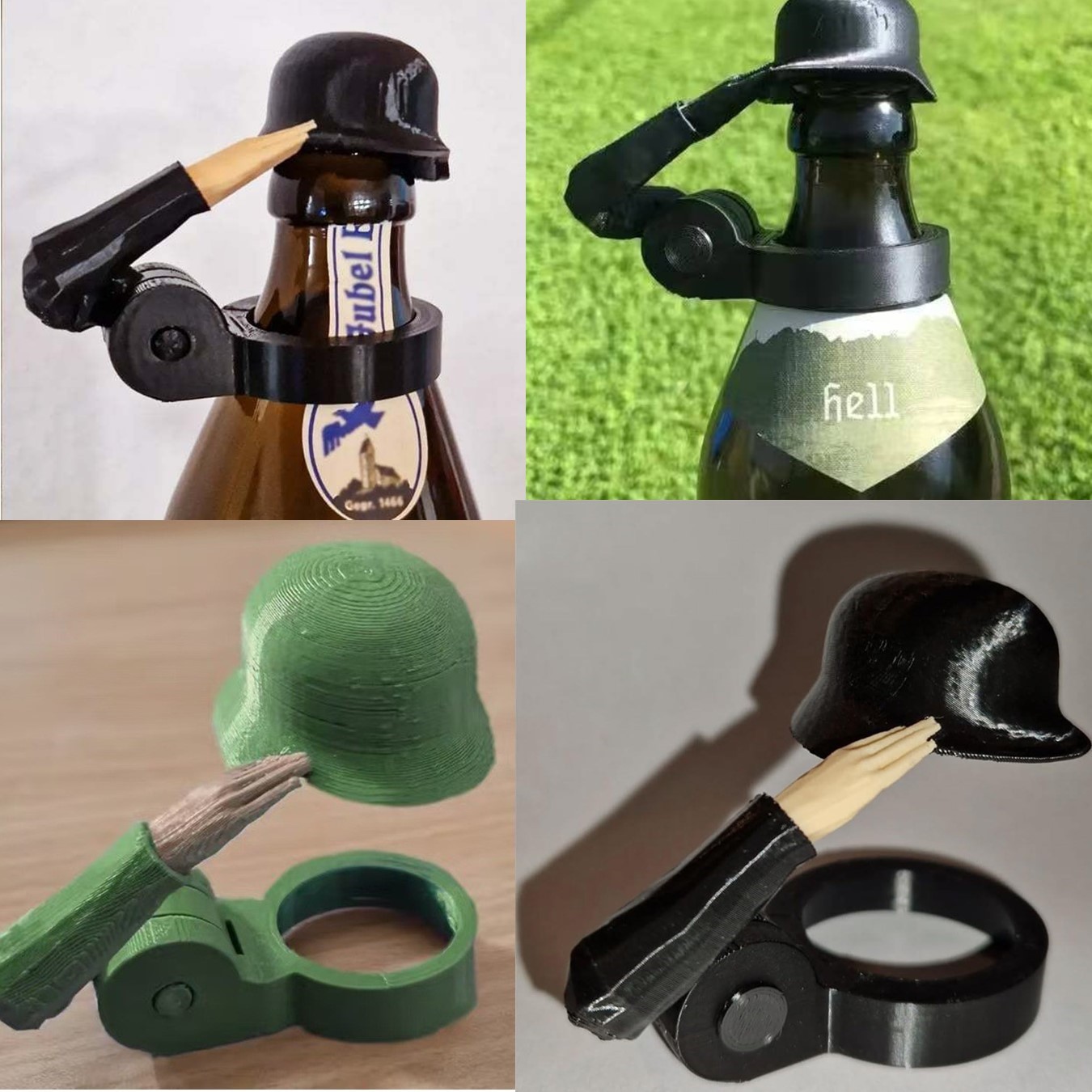 Funny Military Salute Beer Bottle Cap Cover – Dustproof Beer Helmet Cap Soldier