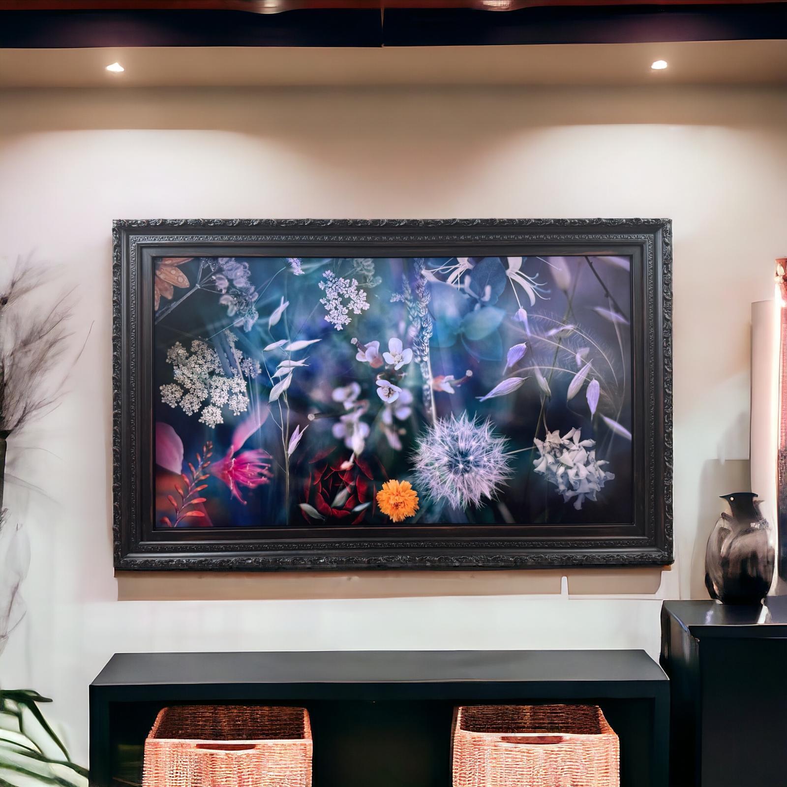 32, 43, 50 Inch Ornate frame for Samsung The Frame TV, Distressed Black Finish