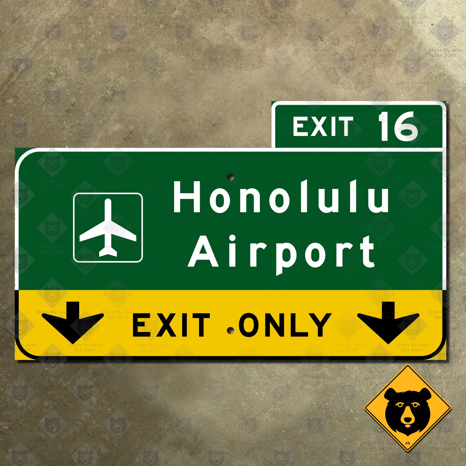 Hawaii Interstate H1 Exit 16 Honolulu Airport highway freeway road sign 22×13