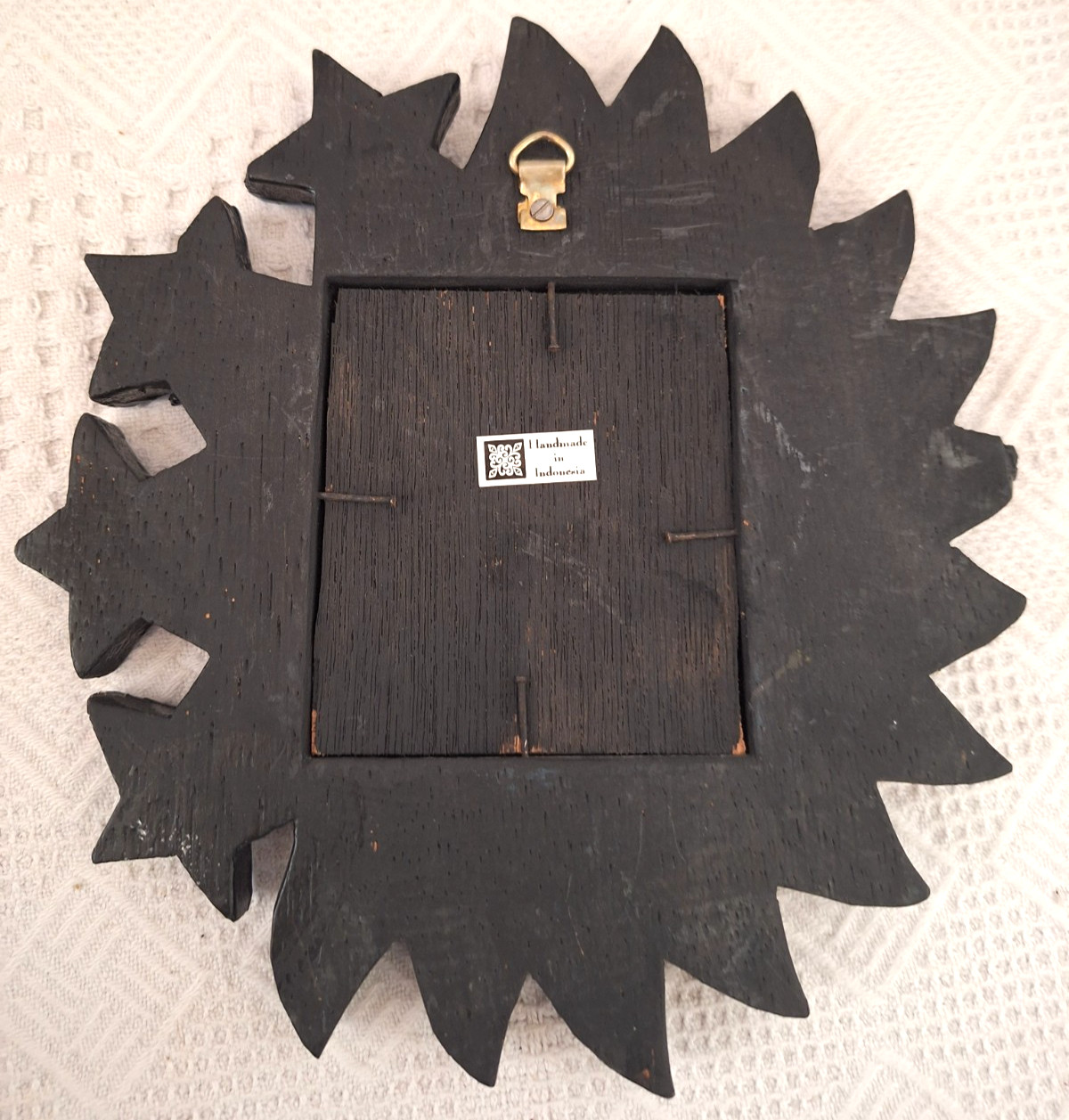 Vtg Celestial Accent Wall Mirror Hand Painted Wood Sun Moon Stars 1990s 8&Prime;x8&Prime;