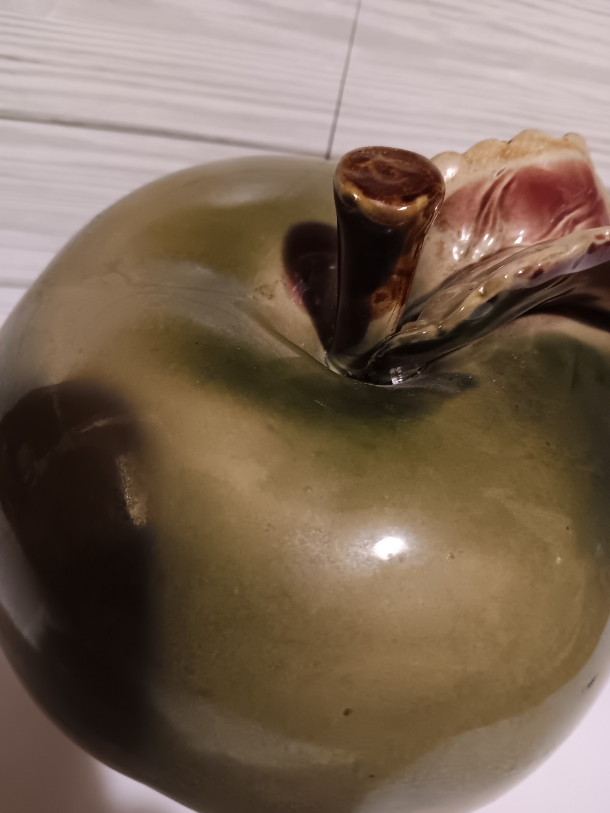 6.5&Prime; Ceramic Green Apple Figurine Country Farmhouse Kitchen Decor Fruit
