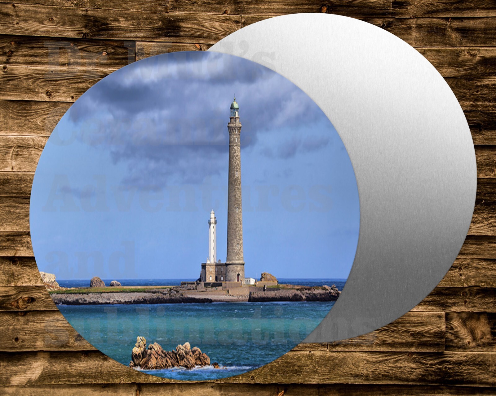 Île Vierge Lighthouses – France Round metal Sign for Wreaths, dollhouse, crafts