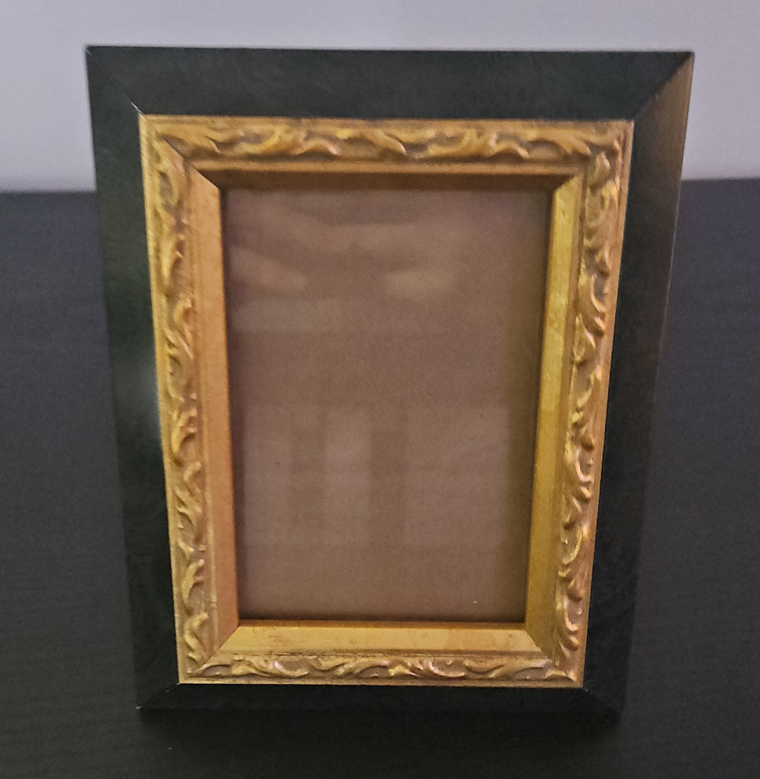 Black & Gold Ornate Freestanding Portrait Photo Frame, Clear Glass, 5 in