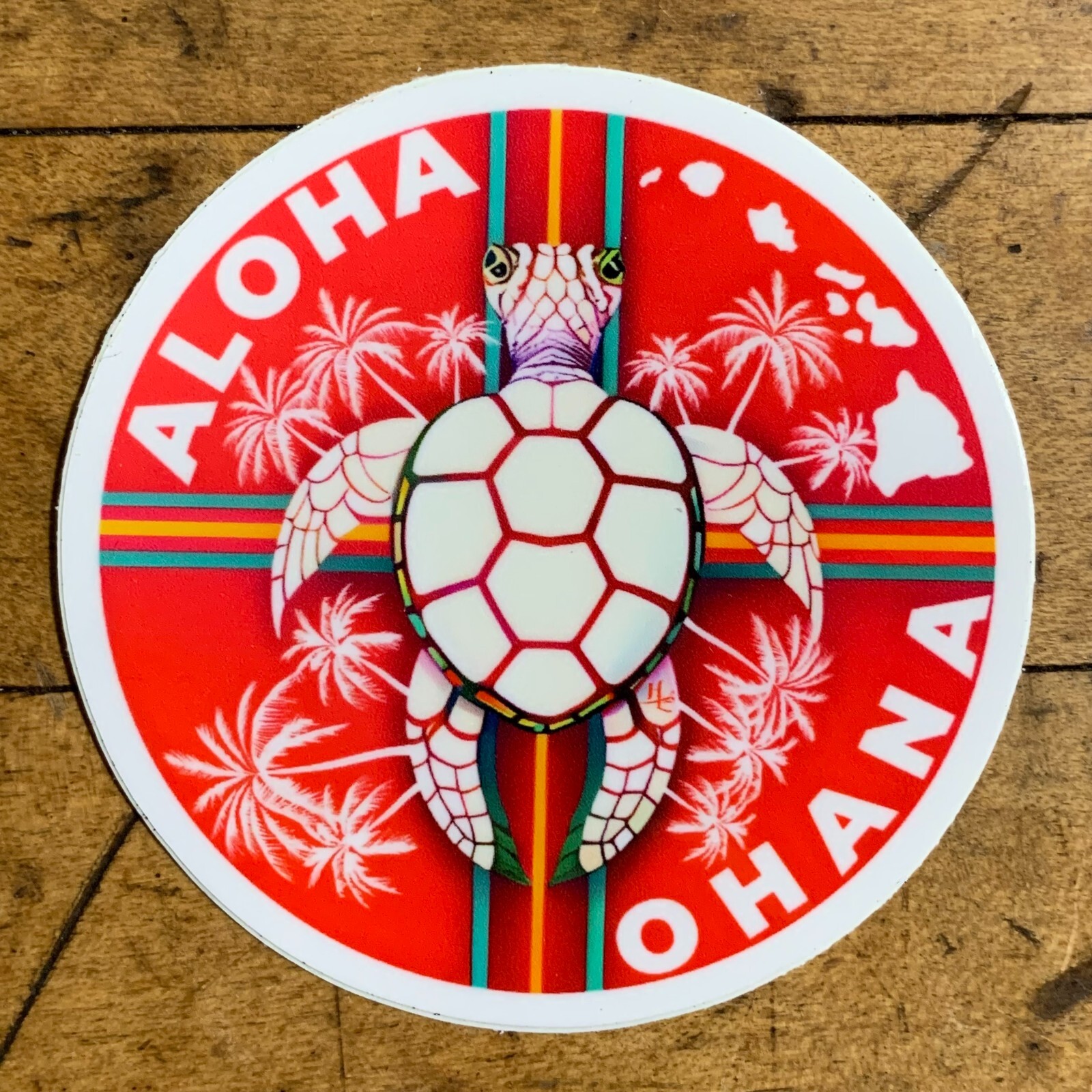 Aloha Ohana Hawaii Sticker – Vinyl Decal Hawaiian Islands Turtle Palm Trees 3&Prime;