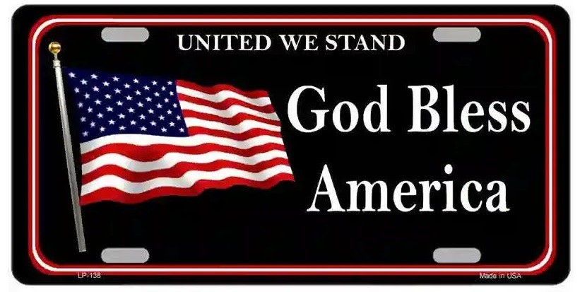 God Bless America United We Stand License Plate