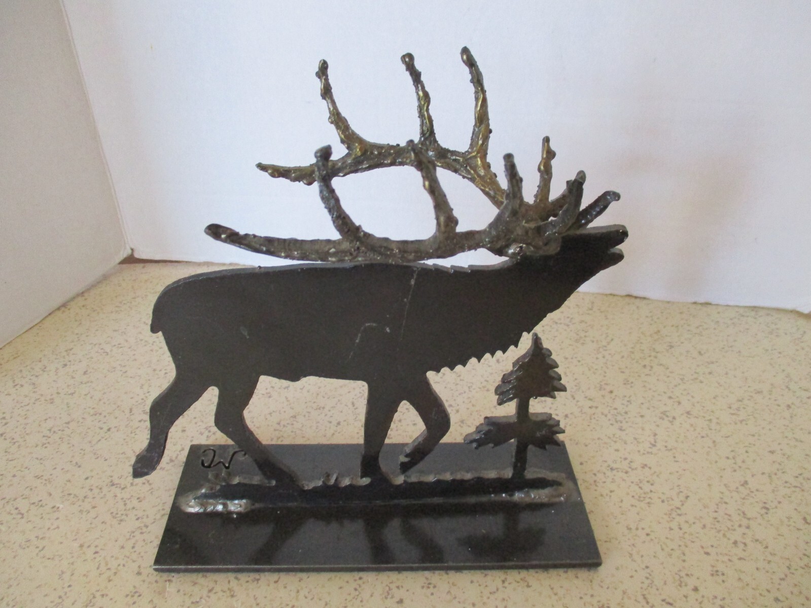 ELK FIGURINE, LASER CUT METAL, DOOR STOP OR DESK, 2 LB 10 OZ, 8&Prime;X 8&Prime;X »3, VG