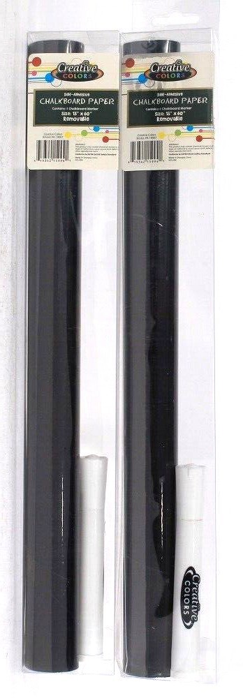 2 Count Creative Colors 15&Prime; X 60&Prime; Self Adhesive Removable Chalkboard Paper