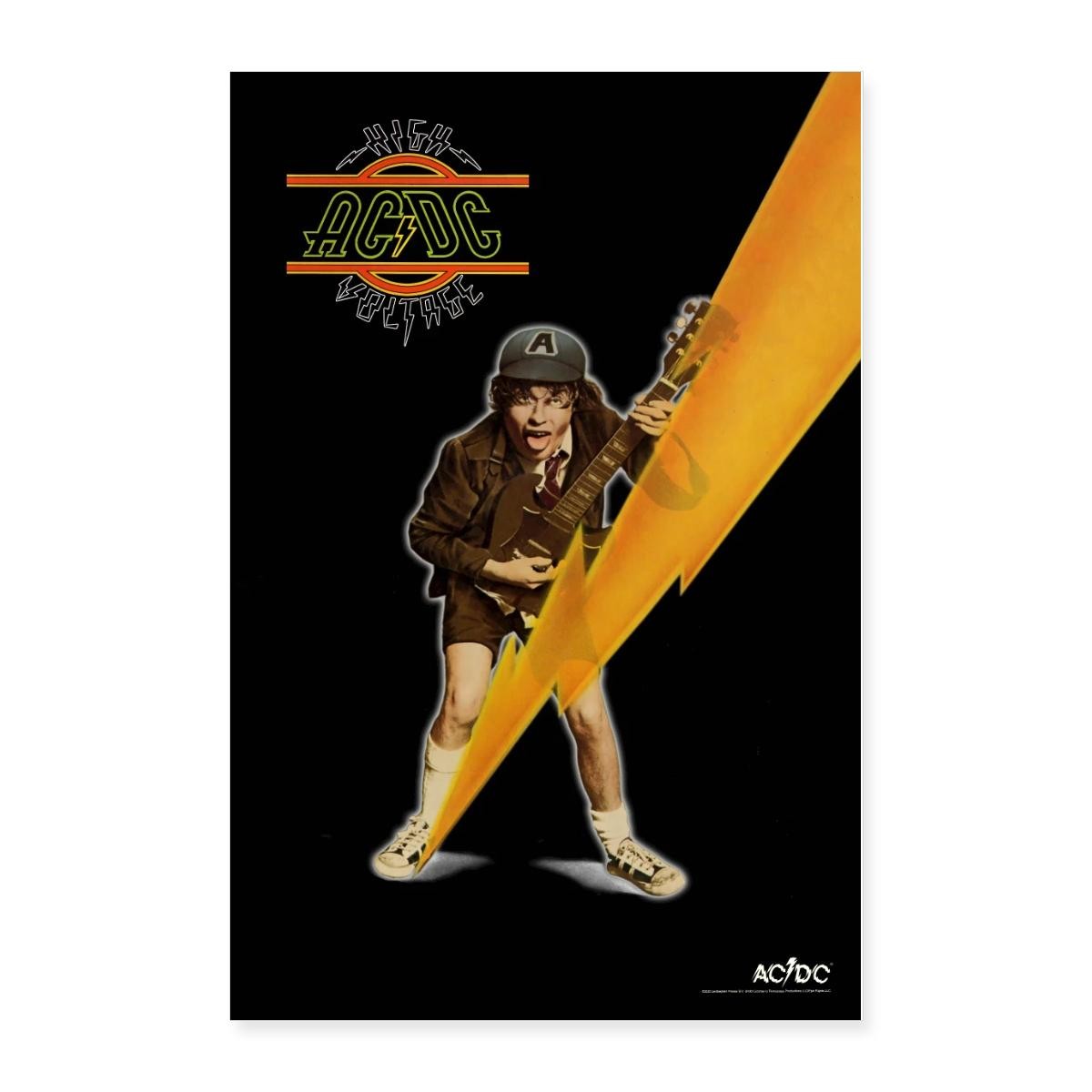 AC/DC High Voltage Angus Young With Lightning Poster 24” x 36”, One Size, white