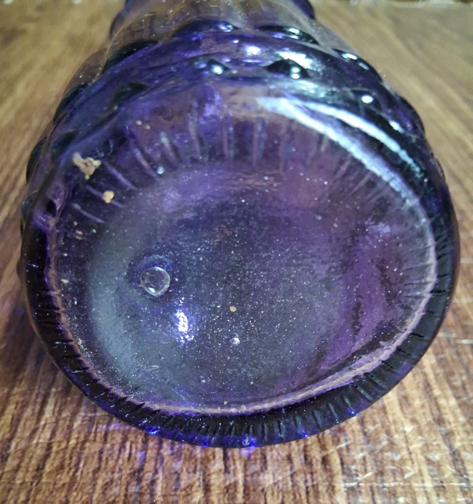 Vintage Cobalt Wine Blue Glass Decorative Textured Bottle 9&Prime;
