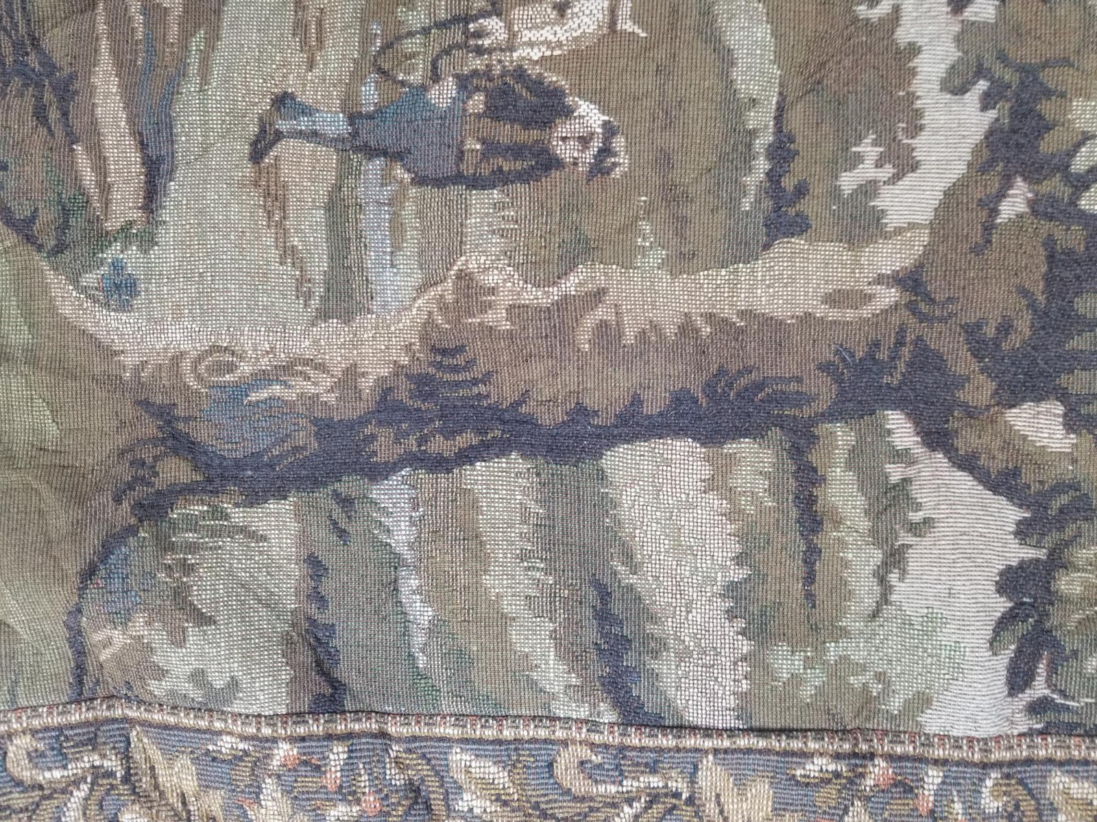 Vintage European Dutch Landscape Scene Jacquard Woven Tapestry 58x22in