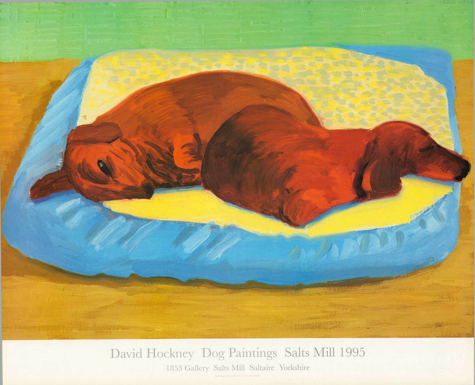 DAVID HOCKNEY Dog Painting 43 20.75&Prime; x 25.5&Prime; Offset Lithograph 1995 Pop Art Blue