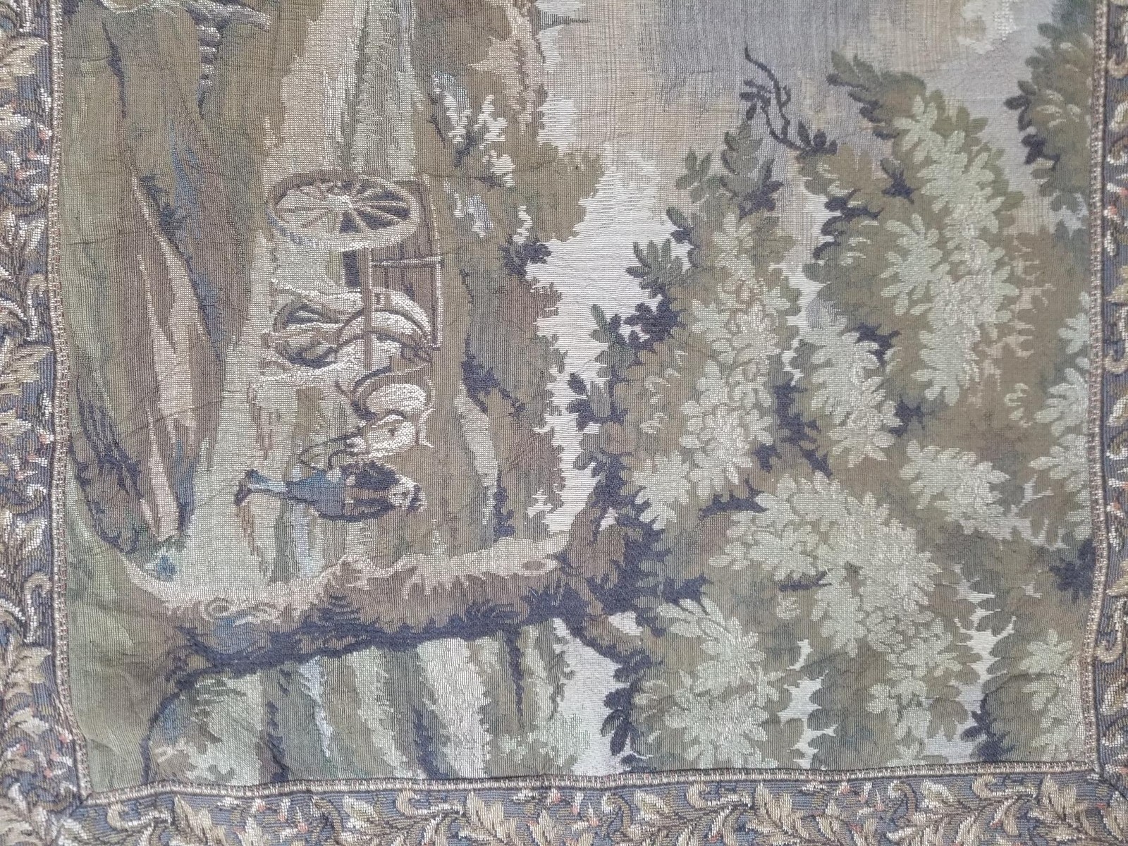Vintage European Dutch Landscape Scene Jacquard Woven Tapestry 58x22in