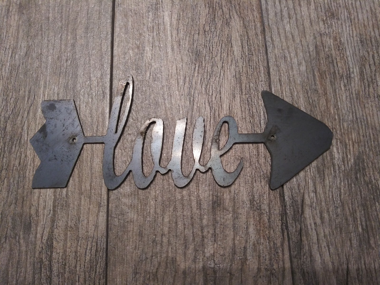 LOVE Metal Wall Art Word Quote Metal Sign Decor, Steel, ARROW Wall 11 x 4.5 in
