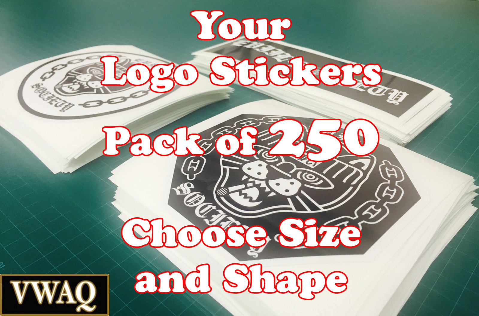 Custom Logo Stickers Pack of 250 Your Logo Design Vinyl Sticker Prints VWAQ