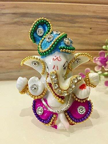 New God Ganesha Statue Idol Figurine Car Dashboard Home Decor, 3x2x3 inches