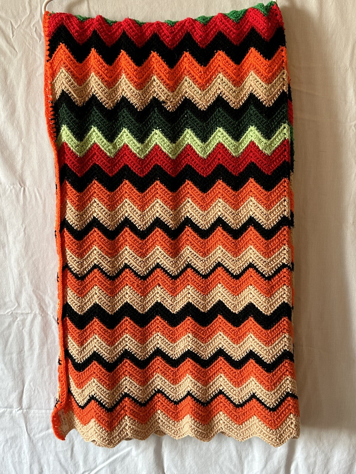 Afghan Blanket 65 x 41 Multicolor Chevron Homemade Afghan Crochet Lap Fall