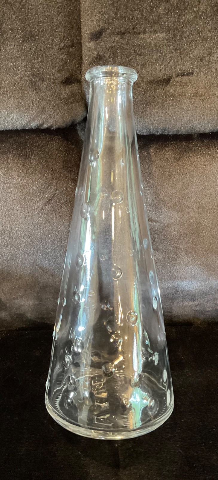 IKEA Bubble Dot Hobnail Clear Glass Vase 7” Cone Shape