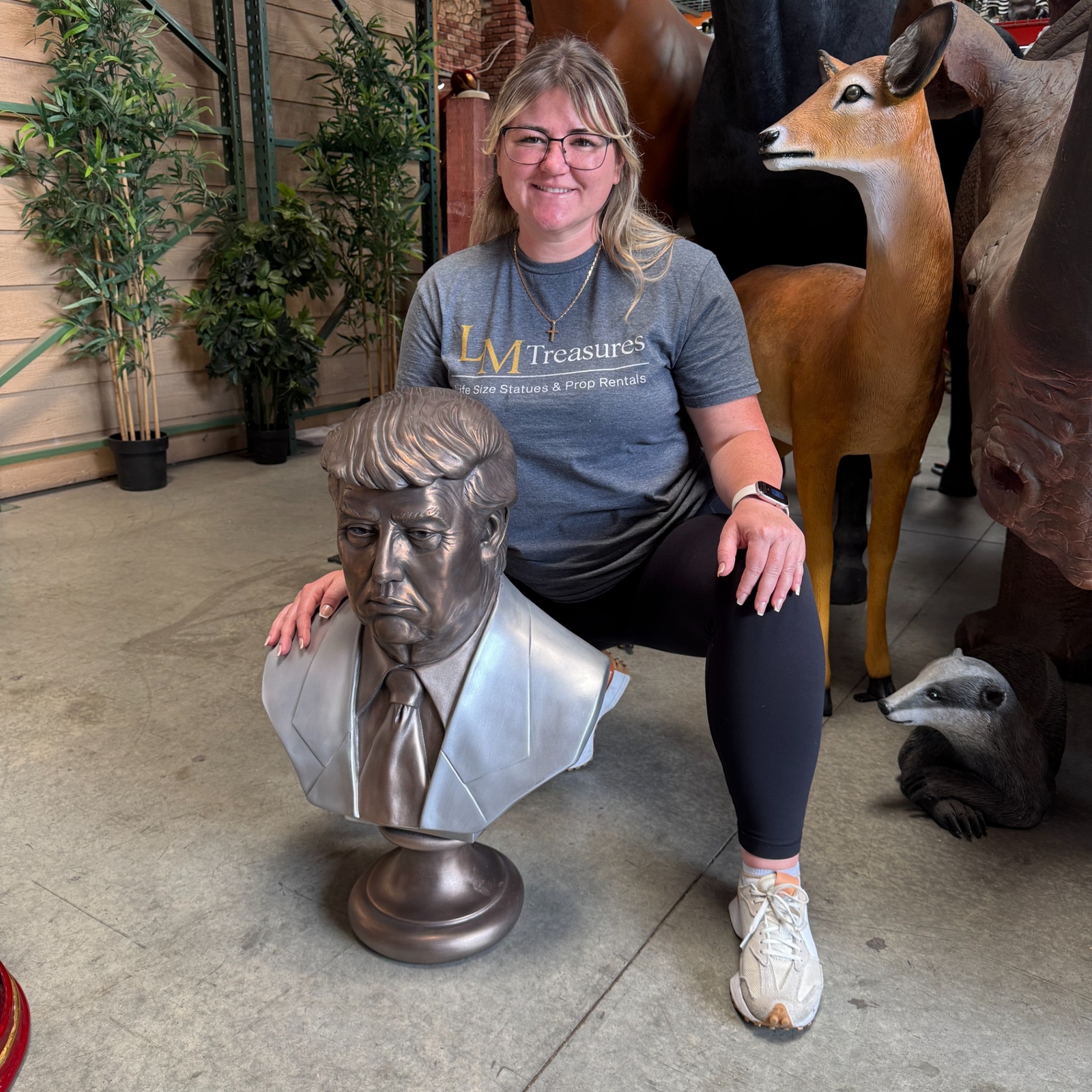 Bronze Finish Donald Trump Bust Resin Statue 45th 47th President Display Prop