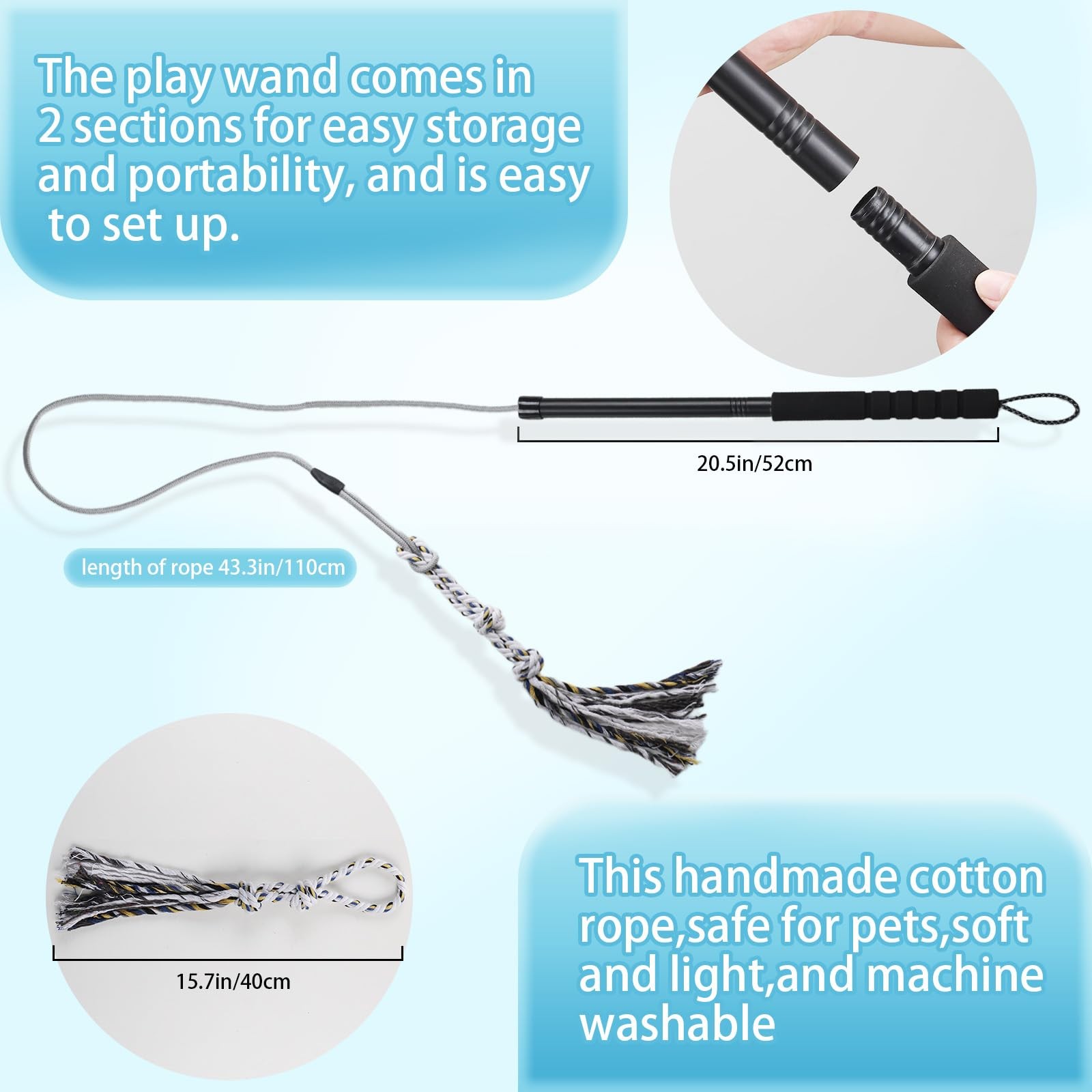 Flirt Pole for Small Medium Dogs,Interactive Chase and Tug of War Black