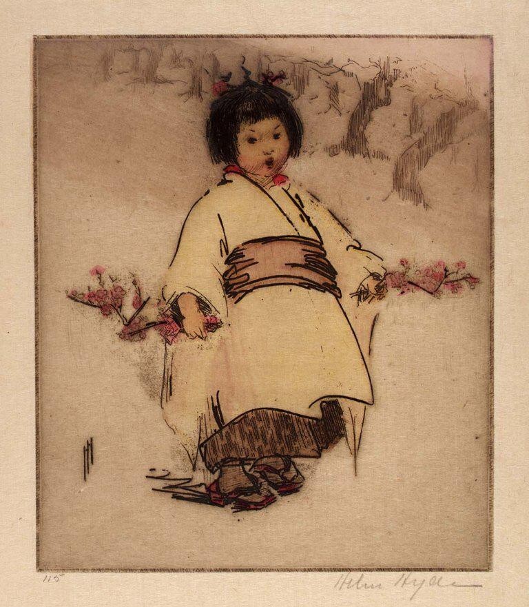 Blossom Child Orientalist Japonisme Asian Decor Nursery Art Print to Frame